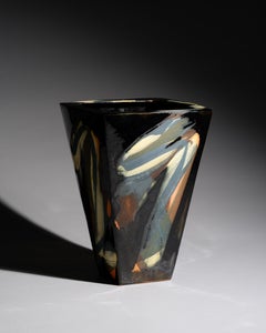 Postmodern Hand-Painted Ceramic Vase Signed Albert, 1991