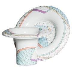Jarrón y cuenco de porcelana «New Wave» de Rosenthal Century, diseñados por Wirkkala y Hafner, década de los 80