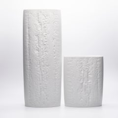 Martin Freyer White Bisque Porcelain Relief Vase Pair for Rosenthal