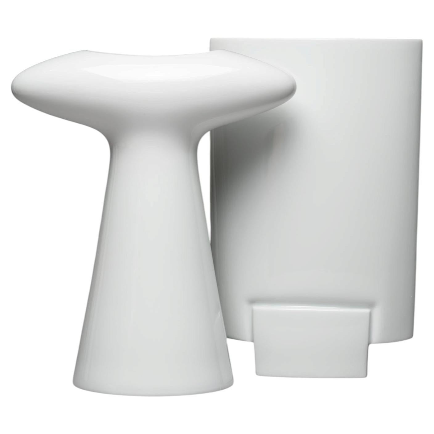 Rosenthal White Porcelain Vase Pair by Platt & Young and Michael Boehm