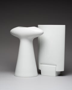 Juego de dos jarrones de porcelana blanca Rosenthal, de Platt & Young y Michael Boehm