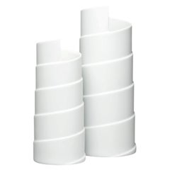 Juego de dos jarrones de porcelana blanca «Serpentina» de Marcello Morandini para Rosenthal, década de los 80