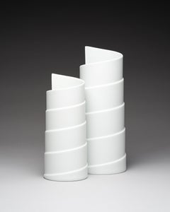 Juego de dos jarrones de porcelana blanca «Serpentina» de Marcello Morandini para Rosenthal, década de los 80