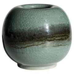 Horst Kerstan Celadon Crackle Glaze Ceramic Vase, Germany, 1987