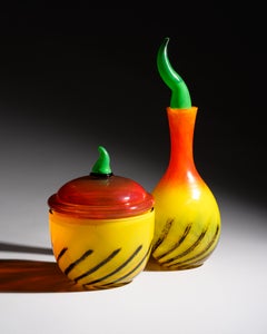 Carafe en verre soufflé à la main « Kontiki » et coffret avec couvercle, par Nanny Still, Rosenthal, 1993