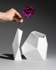 Pair of Achim Haigis Surface White Bisque Porcelain Vases for Rosenthal, 2007