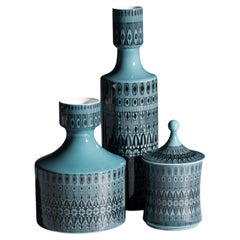 Theo Baumann Rosenthal: Set aus türkisfarbener Porzellanvase und Schatulle mit Deckel, 1964–1965