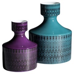 Paire de vases en porcelaine de Hans Theo Baumann Rosenthal, turquoise et violet, 1964