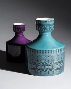 Paire de vases en porcelaine de Hans Theo Baumann Rosenthal, turquoise et violet, 1964