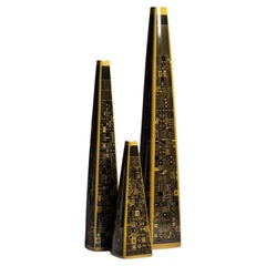 Ensemble de vases en porcelaine jaune « Hans Theo Baumann Rosenthal », modèle 1703, 1964