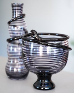 Kosta Boda Cleopatra Purple Glass Carafe-Vase and Bowl by Ulrica Hydman-Vallien