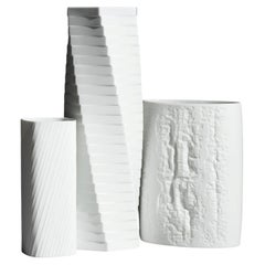 Rosenthal White Bisque Porcelain Vase Trio by Schreib, Freyer and Uhl