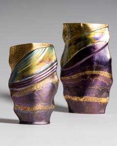 Rosenthal Eosin Porcelain Vase Pair by Van Loon and Drexler, 1993-1994