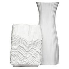 Martin Freyer Plissée and Cascade Bisque Porcelain Vases, Rosenthal, 1972