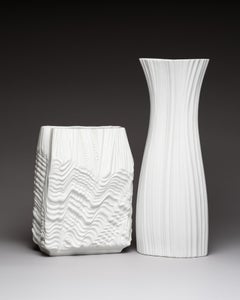 Martin Freyer Plissée and Cascade Bisque Porcelain Vases, Rosenthal, 1972