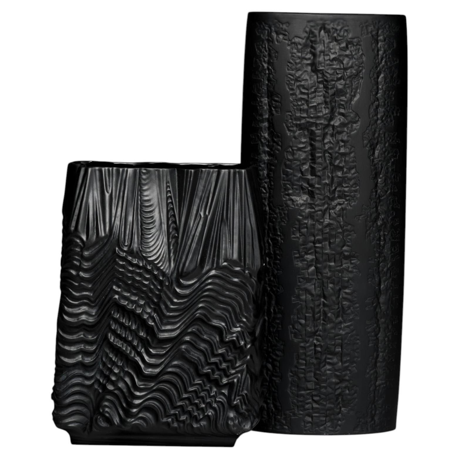 Martin Freyer Porcelaine Noire Vase Pair for Rosenthal, 1970s