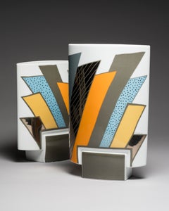 Rosenthal Debut Porcelain Vase Pair by Boehm and Nairac, 1990s