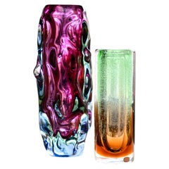Czech Art Glass Vase Pair by Jan Beranek and Frantisek Vizner, 1960s-70s