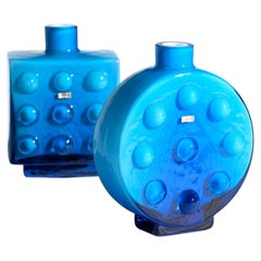 Coppia di vasi in vetro "Blue Bubble" di Friedrich Kristall, Germania, anni '70