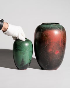 Paul Dresler Grootenburg Copper Reduction Ceramic Vase Pair, Germany, 1950s