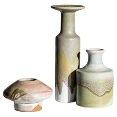 Barbara Stehr „Drip Glaze Studio“ – Keramikvasen-Trio, Deutschland, 1980er Jahre