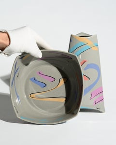 Dorothy Hafner Flash Grey Porcelain Vase and Bowl Set for Rosenthal, 1980s