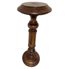 Solid turned wood antique plant stand pedestal column
