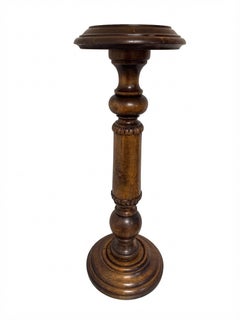 Solid turned wood antique plant stand pedestal column