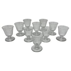 Lot de 10 verres à liqueur vintage en cristal de Baccarat – motif « Argentina », 1940