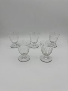 Set di 5 bicchieri da vino bianco vintage in cristallo Baccarat – Motivo “Argentina”, 1940