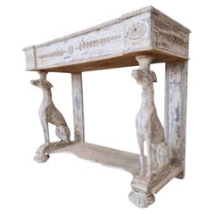 Empire Style Wall Console Table with Sculptural Dogs