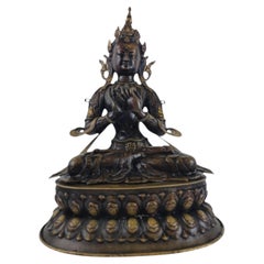 Finely Cast Bronze Buddha Symbolizing the Union of Wisdom and Compassion