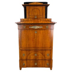 Rare South German Biedermeier Secretary Cabinet with Hat Box Superstructure