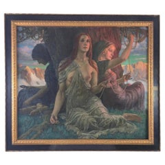 Monumental Symbolist Painting "The Three Fates" by M. Wiegand