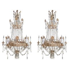 Pair of Monumental Empire Crystal Chandeliers, Germany, circa 1800