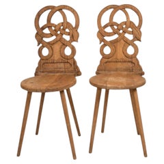 Pair of Rare 18th Century German "Snake Chairs" in Beechwood, Circa 1780