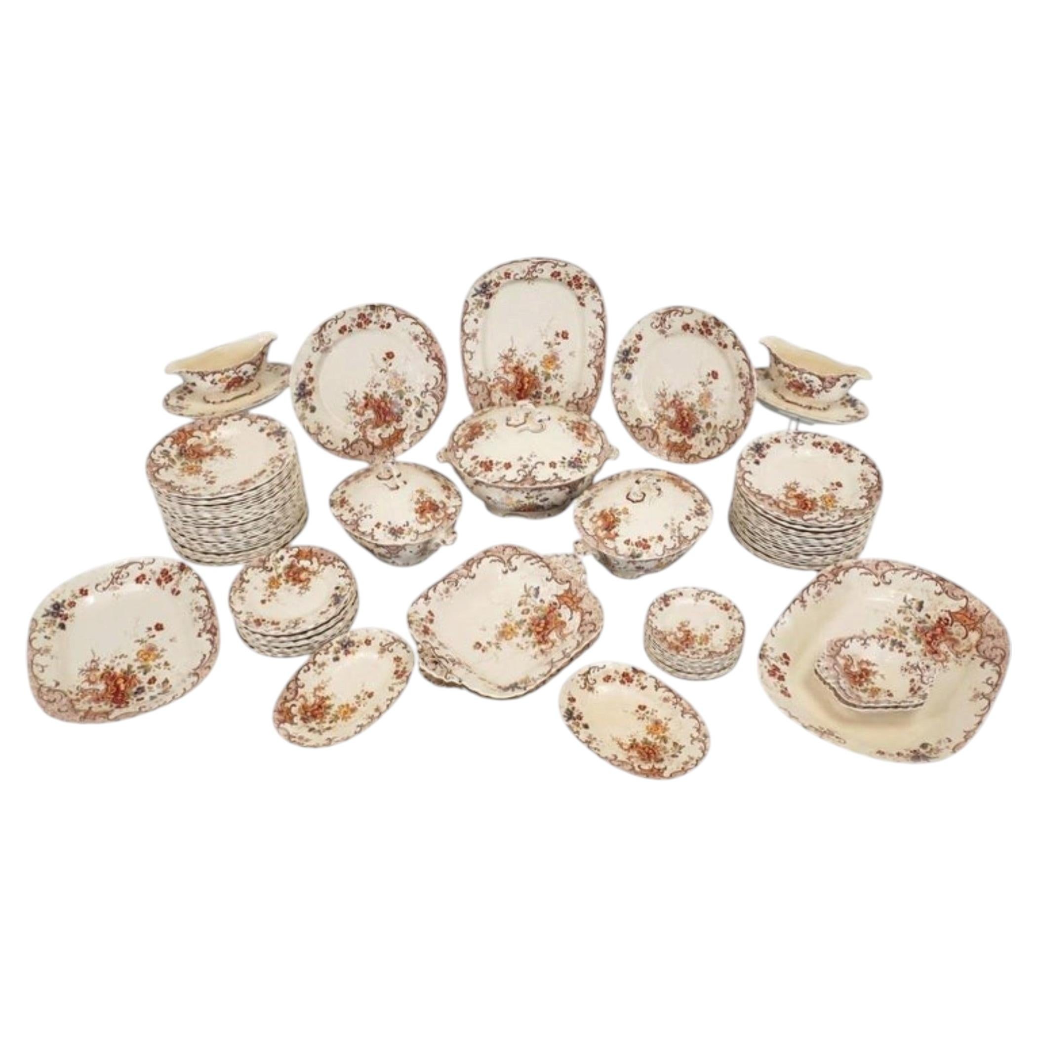 Large 85-Piece Fleury Faïenceries de Sarreguemines Dinner Service