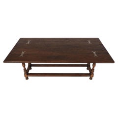Rare 18th Century Baroque Transforming Oak Console Dining Table, Spain Portugal