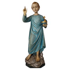 Finely Carved German Wooden Christ Child with Globus Cruciger