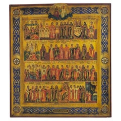 Rare Russian Orthodox August Menaion Icon, Finely Painted and Gilded