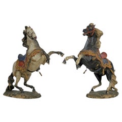 Pair of Finely Carved and Polychromed Austrian Horses, circa 1900