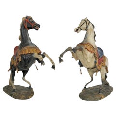 Pair of Finely Carved and Polychromed Austrian Horses, circa 1900