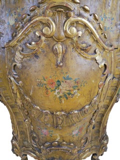 Pair of Venetian Rococo Corner Cabinets with Painted Floral Decoration