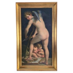 Elegant Italian “Cupid Carving His Bow” After Parmigianino, circa 1800