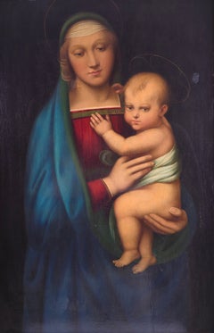 Italian Madonna and Child after Raphael in Gilt Florentine Frame