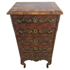 Elegant Dresdner German Walnut Veneer Pillar Commode with Ornate Mounts, c. 1880