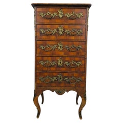 Elegant Dresdner German Walnut Veneer Pillar Commode with Ornate Mounts, c. 1880