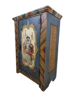 Charming Austrian Painted Vertico with Shepherd Motif, circa 1800