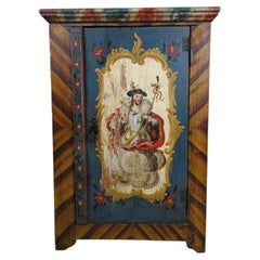 Charming Austrian Painted Vertico with Shepherd Motif, circa 1800