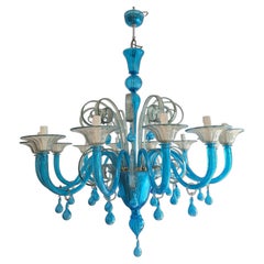 Magnificent Late 20th Century Blue Murano Glass Chandelier (1 of 2)